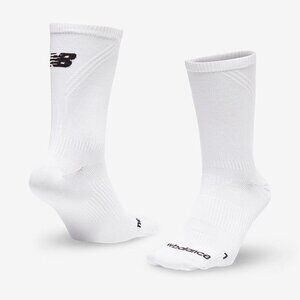New Balance Run Foundation Flat Knit Crew - White - Running Socks SIZE XL